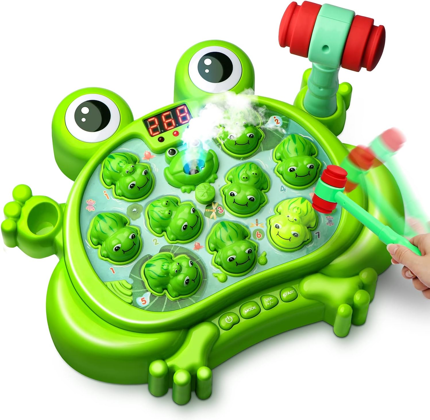 Toys for 2 3 4 5 Year Old Boy,Toddler Toys Age 2-4, Whack A Frog Game,with 5 Modes,45 Levels,9 Music Spray and Light-up, Baby Toy Gifts for Early Learning, Birthday Gift for Toddler Boy Toys