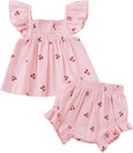Newborn Baby Girl Summer Clothes Infant Girl Outfits Sleeveless Ruffle Top and Bloomers Shorts Set 0 3 6 12 Month