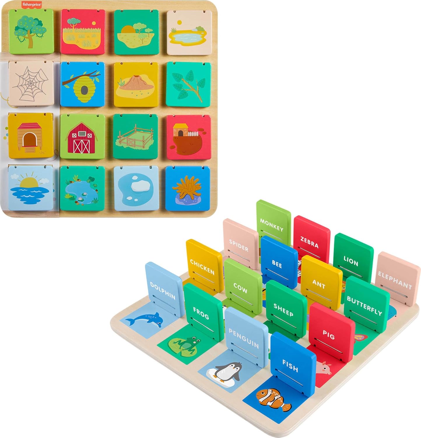 Wood Preschool Toy Lift & Reveal Board, Early Learning Activity for Fine Motor Developmental Play Kids Ages 3+ Years