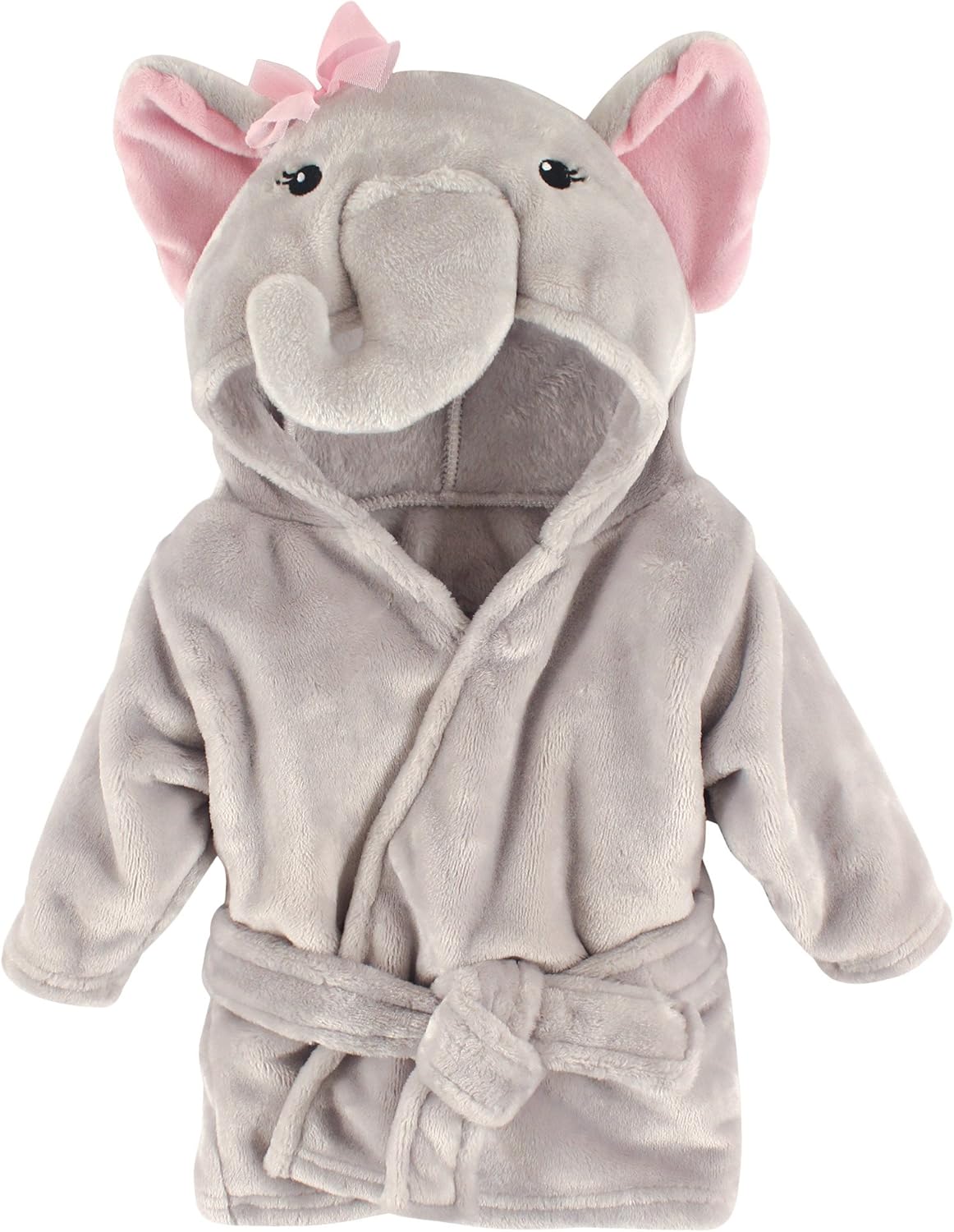 Unisex Baby Plush Animal Face Bathrobe, Pretty Elephant, 0-9 Months